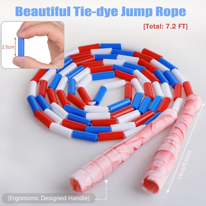 Fezog 2 Pack Rainbow Beaded Kids Jump Rope, Segmented Skipping Rope for Kids Adults, Tangle-Free Rope Skipping Child Jump Rope for Fitness Exercise Training - Image 2